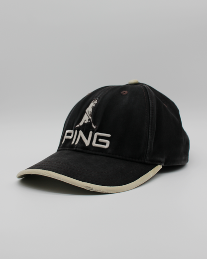 90s Ping ‘Mr Ping’ Logo Black & White Cap