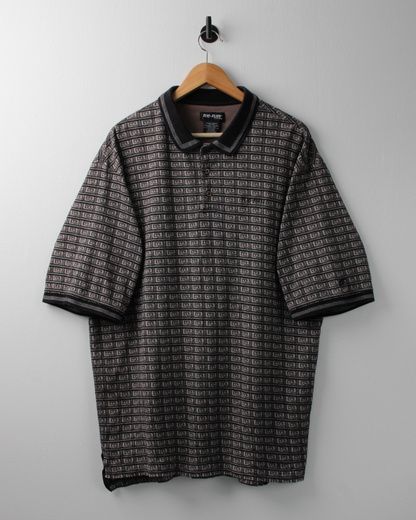 90s Top Flite Black Geometric Polo (XL)