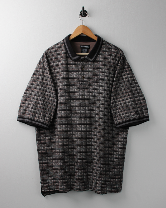 90s Top Flite Black Geometric Polo (XL)