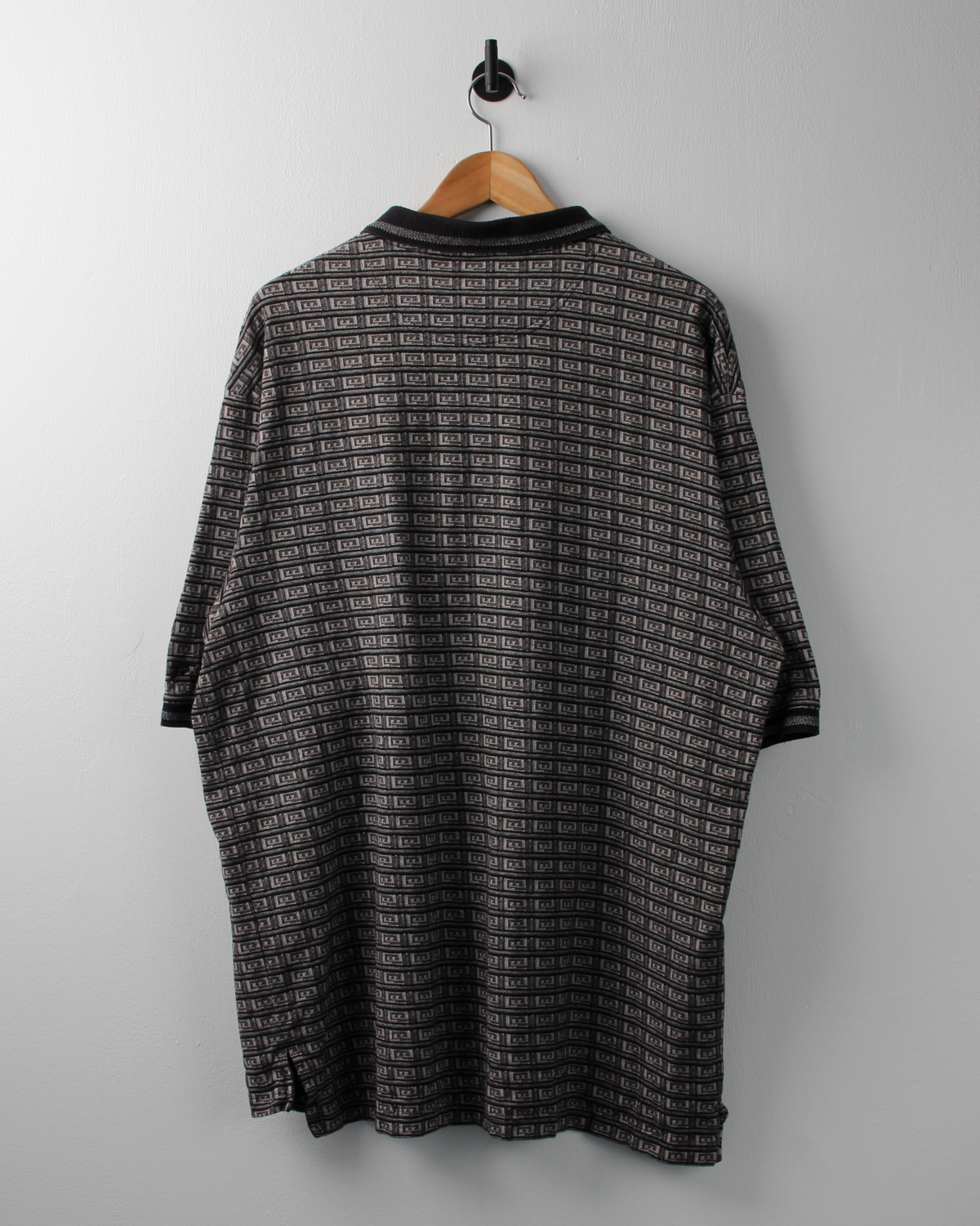 90s Top Flite Black Geometric Polo (XL)