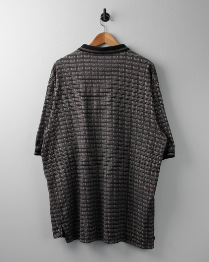 90s Top Flite Black Geometric Polo (XL)