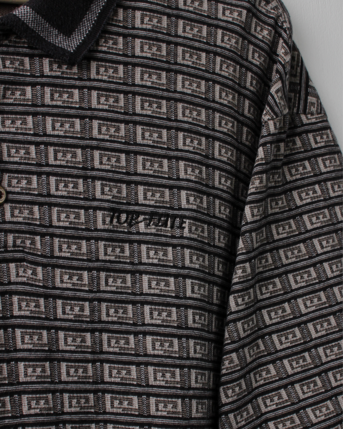 90s Top Flite Black Geometric Polo (XL)