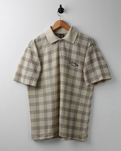 90s Callaway Cream & Black Chequered Polo (M)