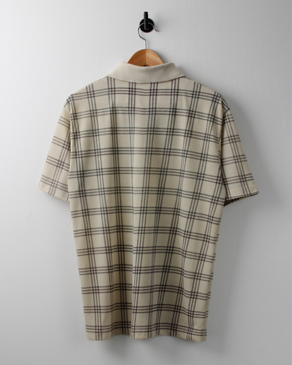 90s Callaway Cream & Black Chequered Polo (M)
