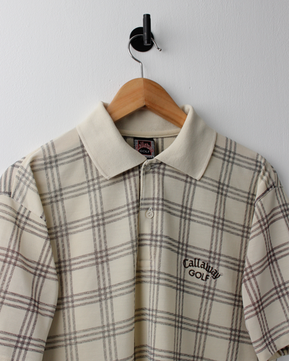 90s Callaway Cream & Black Chequered Polo (M)