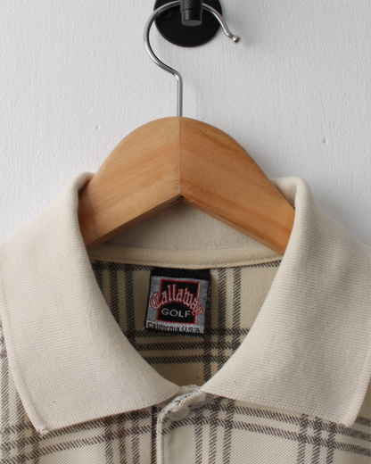 90s Callaway Cream & Black Chequered Polo (M)