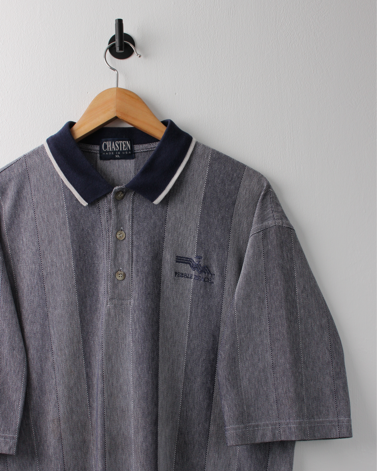 90s Pebble Beach Blue Striped Polo by Chasten (XL)