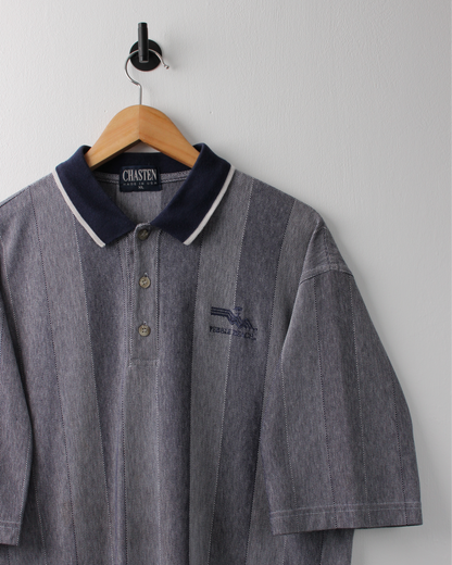 90s Pebble Beach Blue Striped Polo by Chasten (XL)