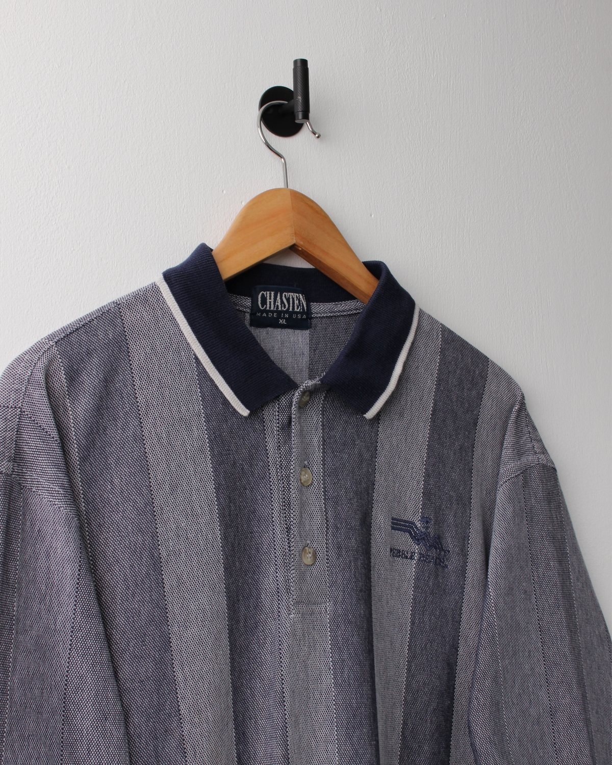 90s Pebble Beach Blue Striped Polo by Chasten (XL)