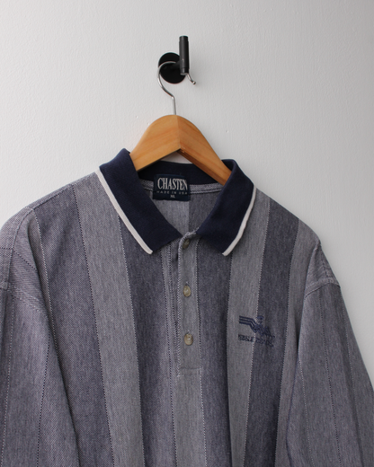 90s Pebble Beach Blue Striped Polo by Chasten (XL)