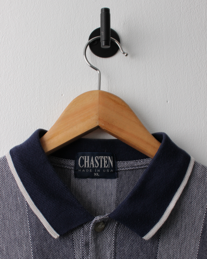 90s Pebble Beach Blue Striped Polo by Chasten (XL)