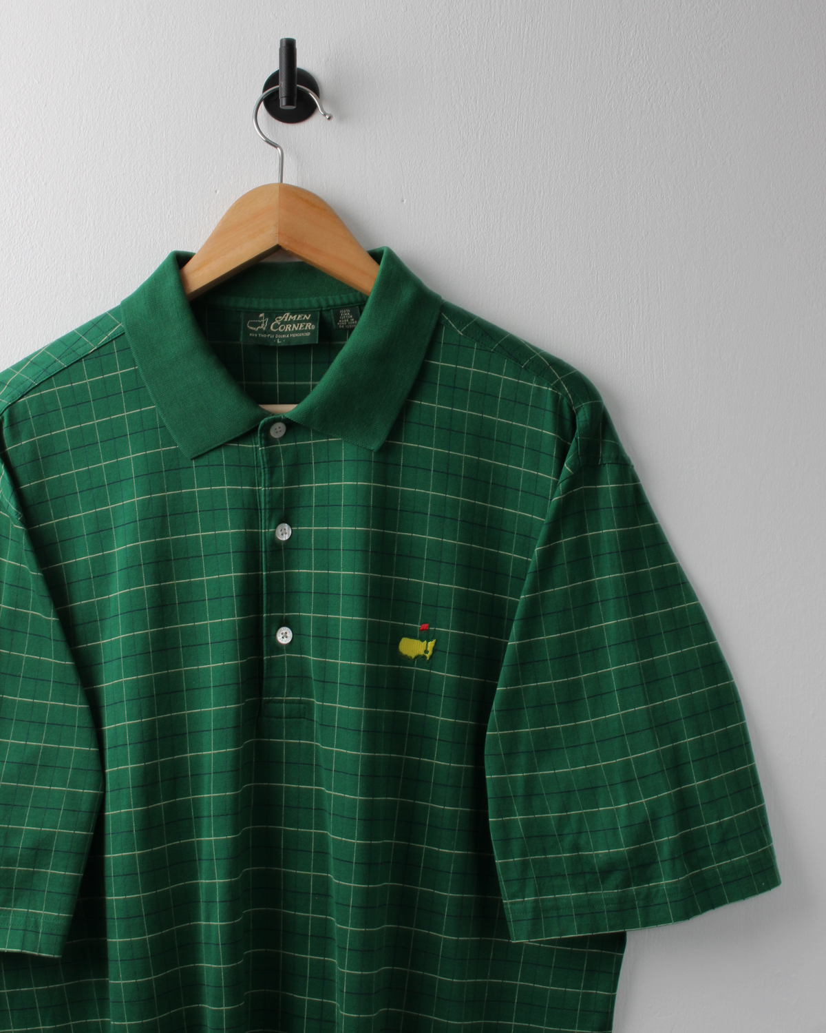 90s Masters Green Chequered Polo (L)