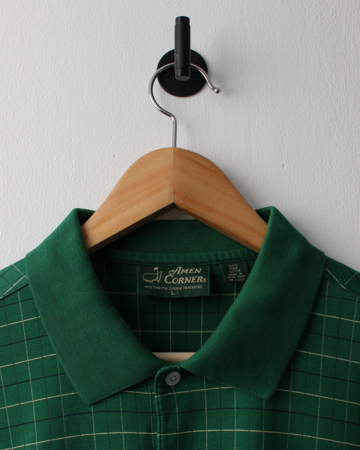 90s Masters Green Chequered Polo (L)