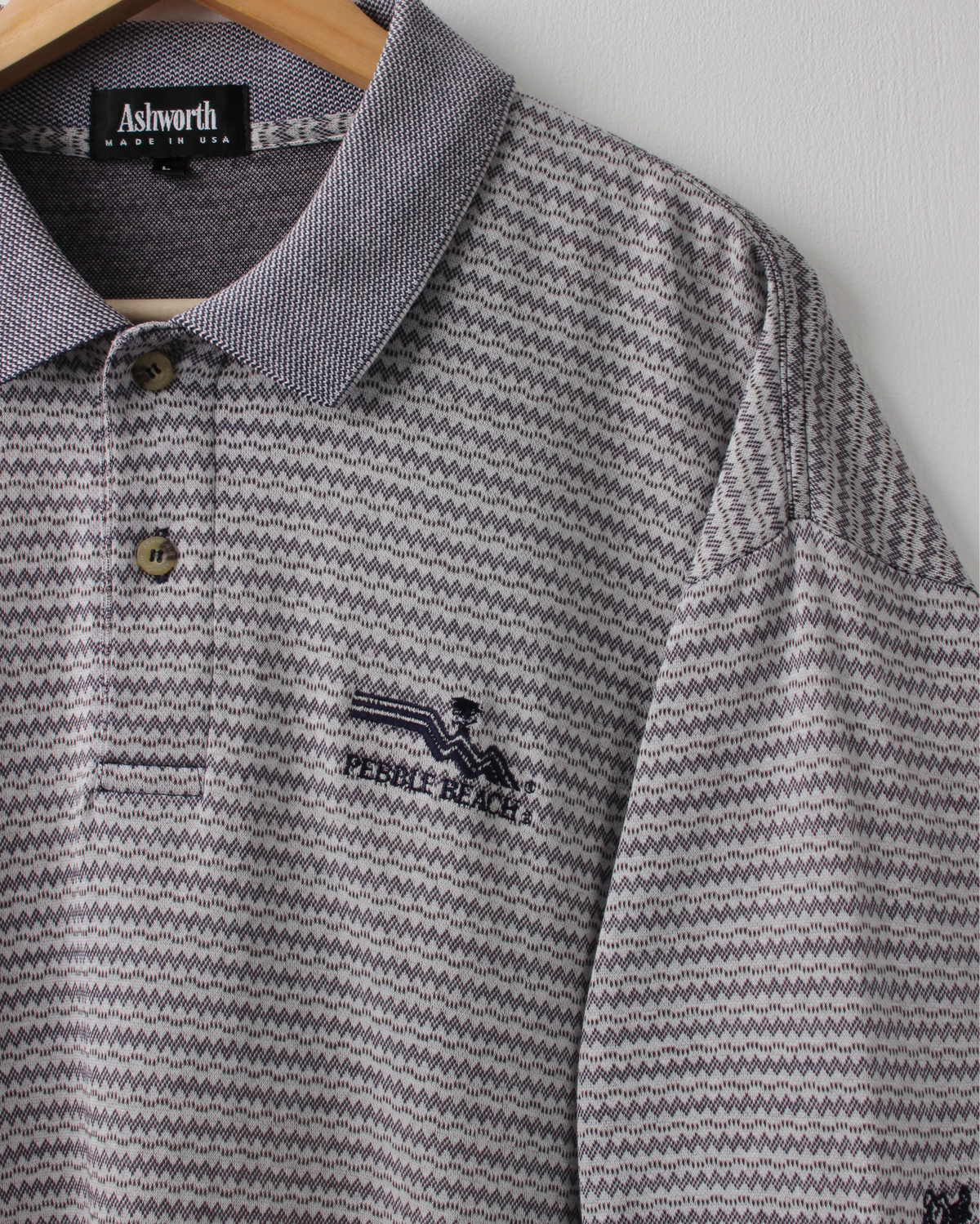 90s Pebble Beach Patterned Polo by Ashworth (XL)