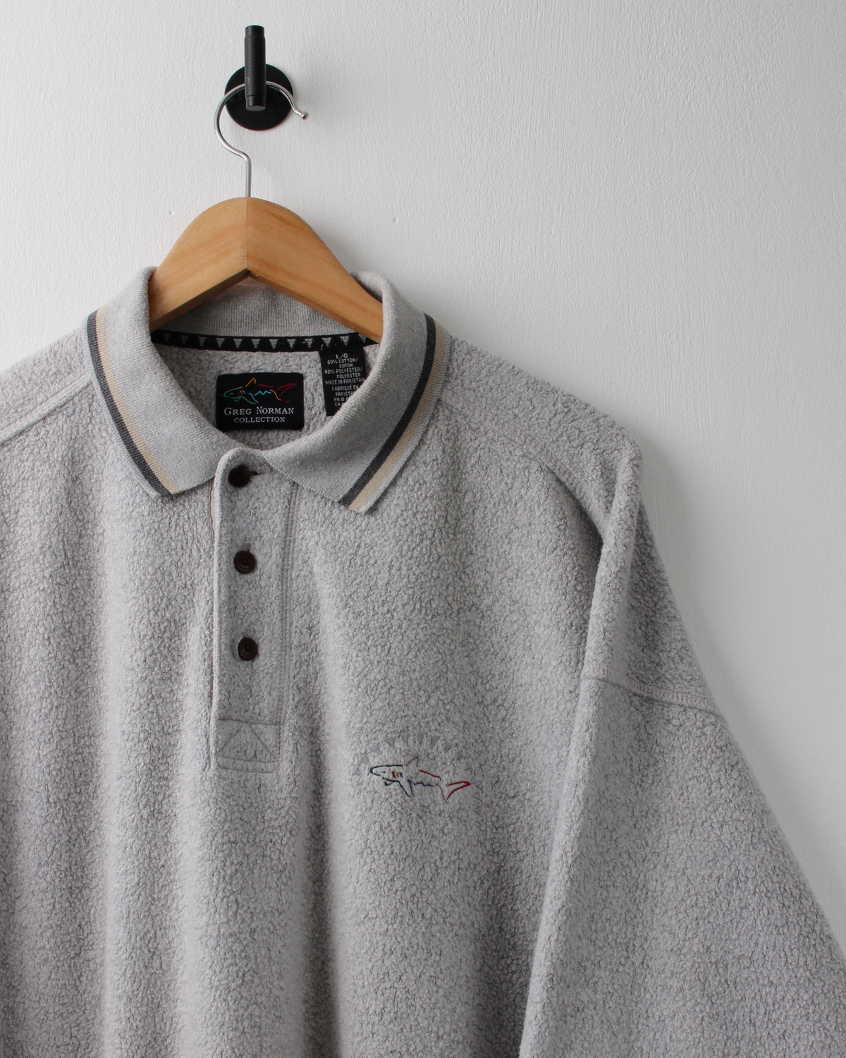 90s Greg Norman Textured Long Sleeve Polo (L)