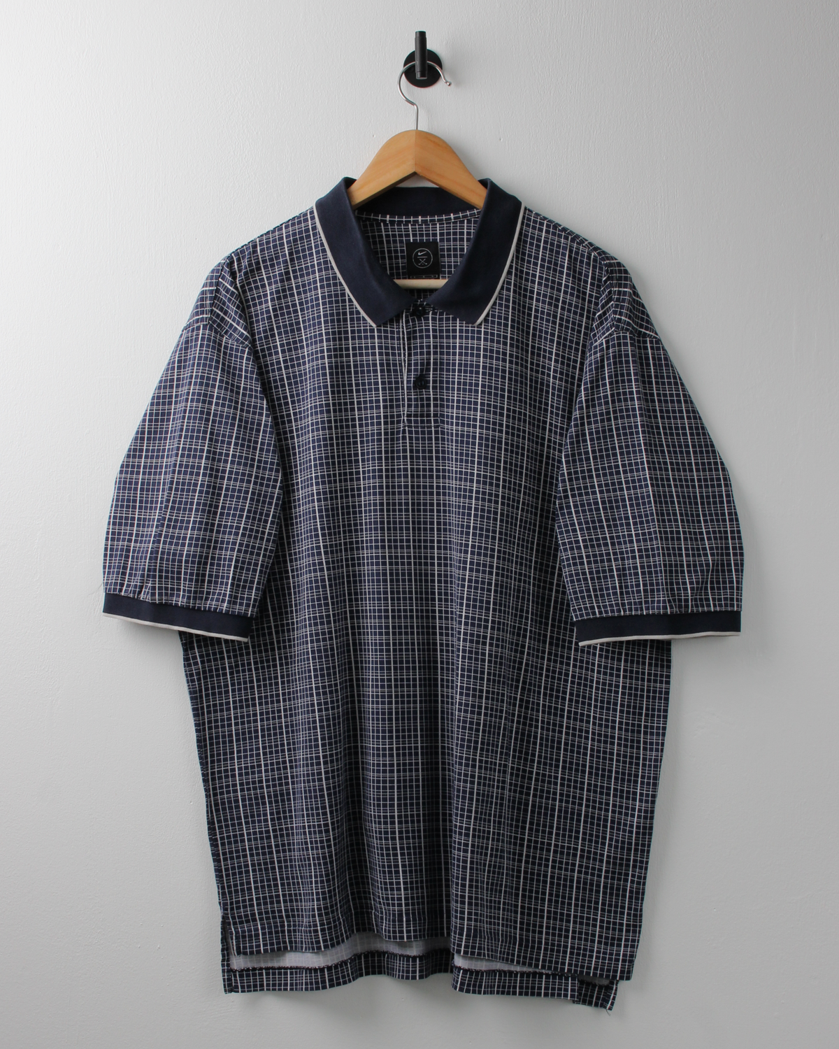 90s Nike Navy & White Geometric Polo (L)