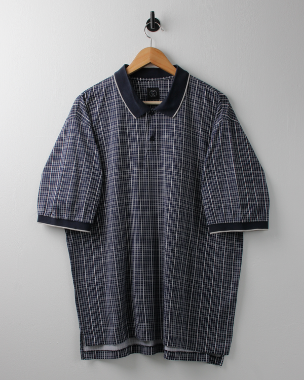 90s Nike Navy & White Geometric Polo (L)