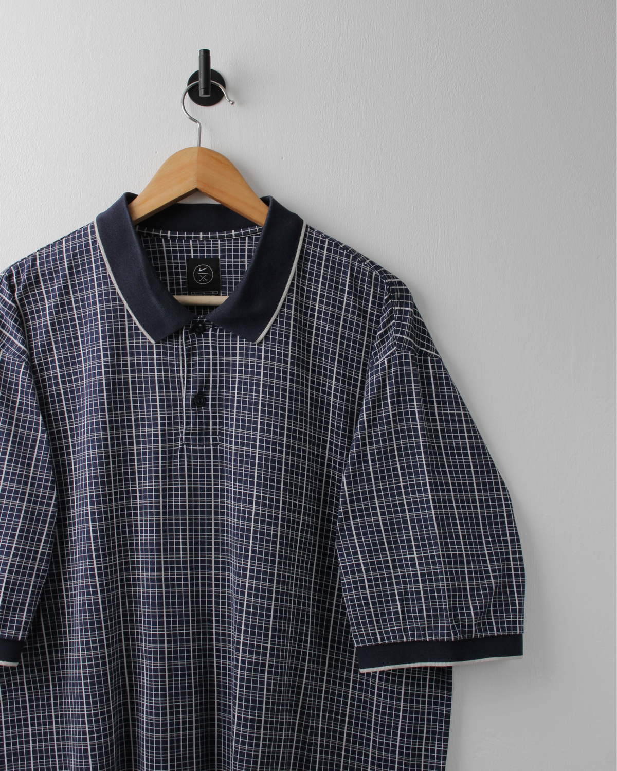 90s Nike Navy & White Geometric Polo (L)