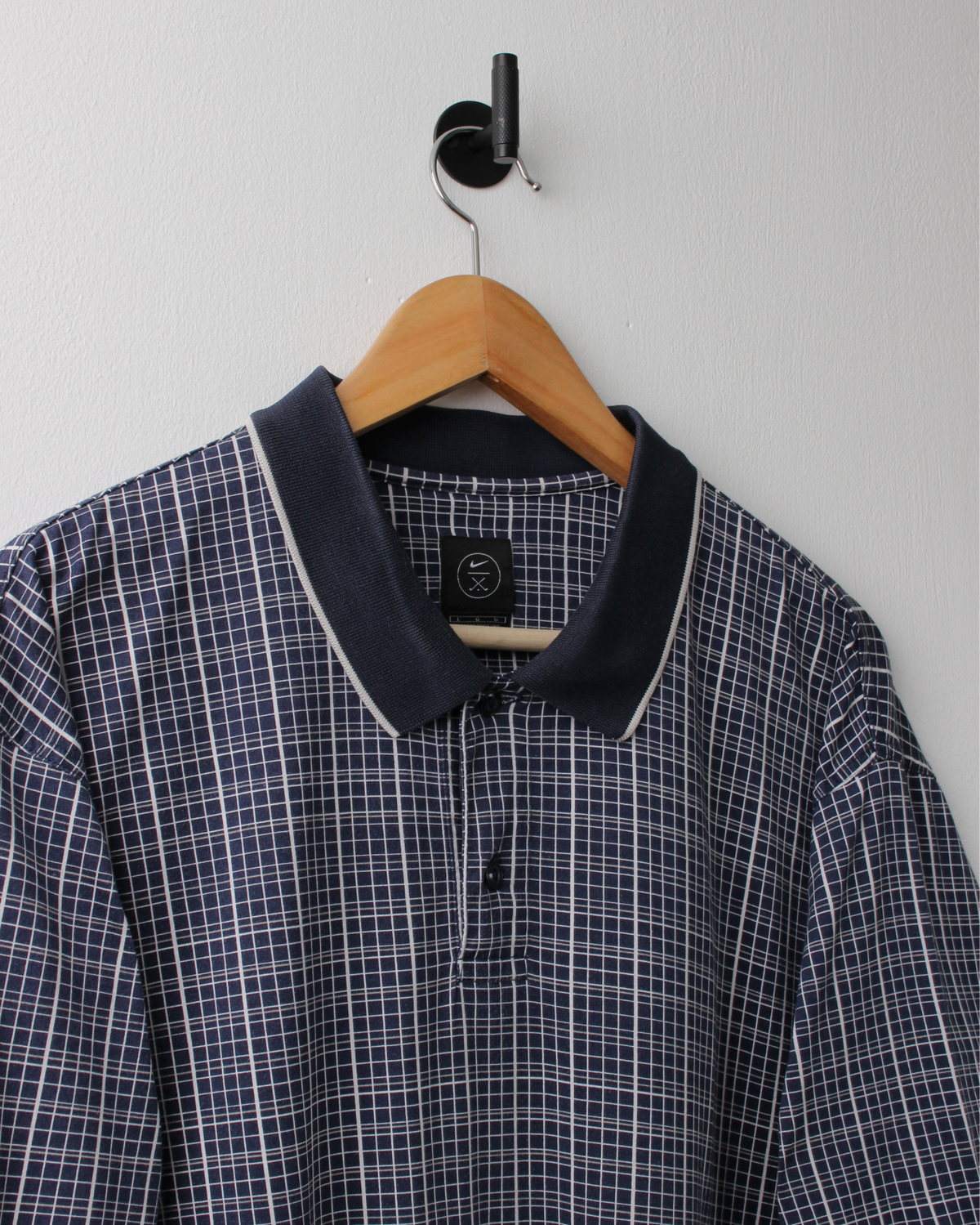 90s Nike Navy & White Geometric Polo (L)