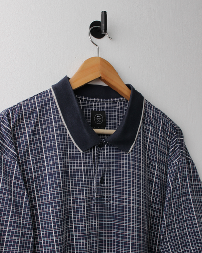 90s Nike Navy & White Geometric Polo (L)
