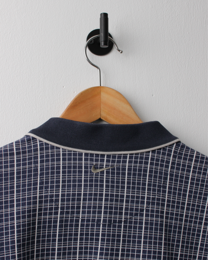 90s Nike Navy & White Geometric Polo (L)
