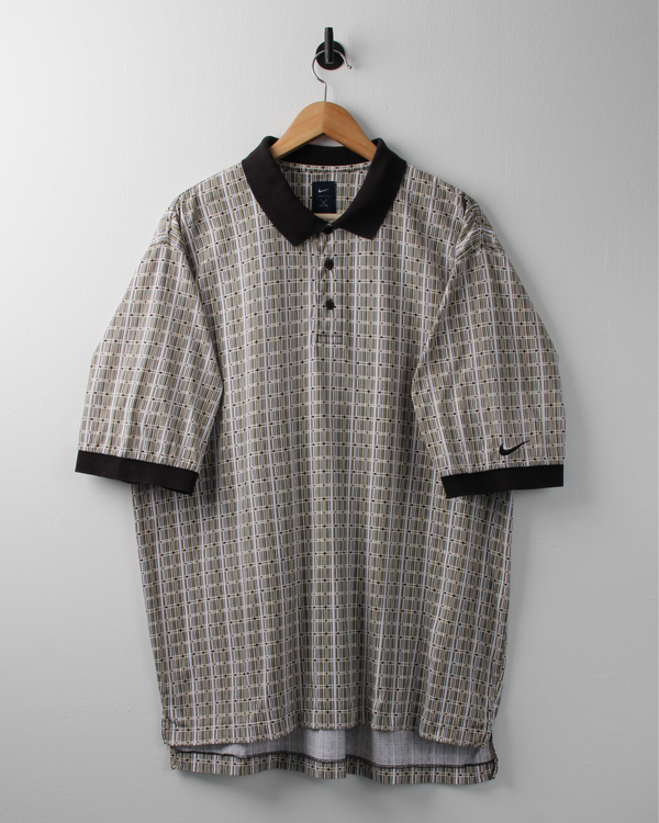 90s Nike White Geometric Polo (XL)