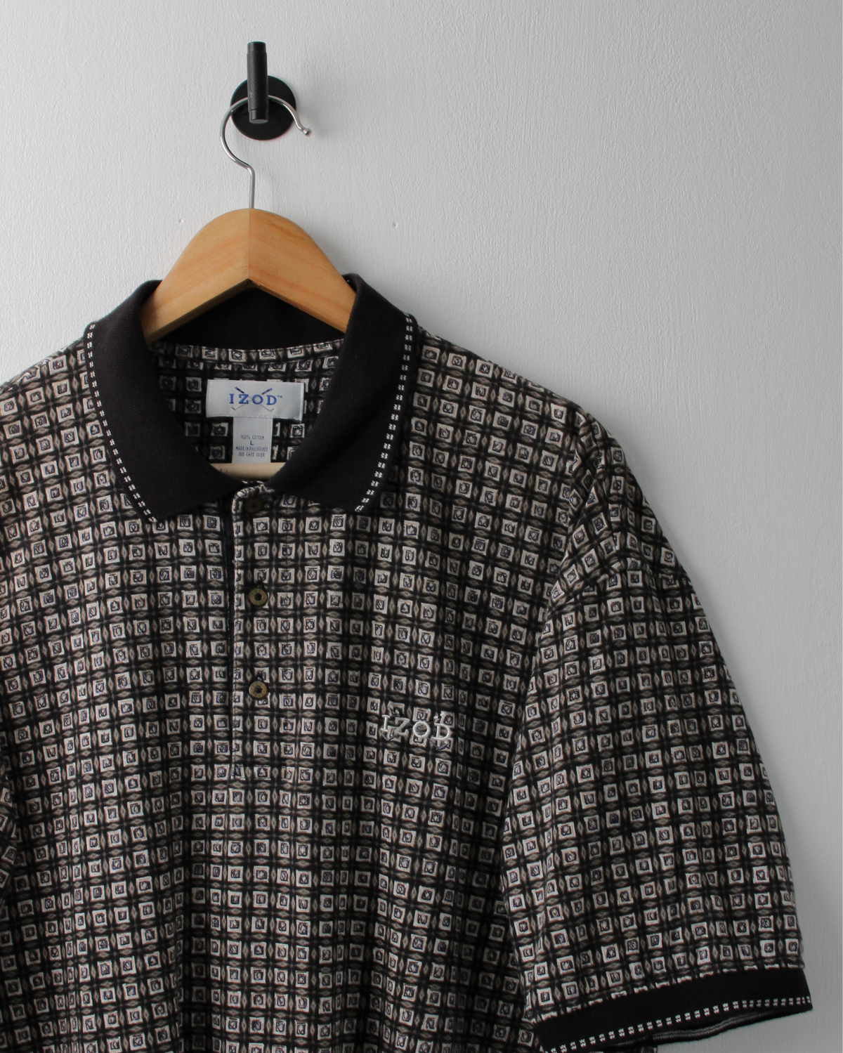 90s IZOD Black Abstract Polo (L)