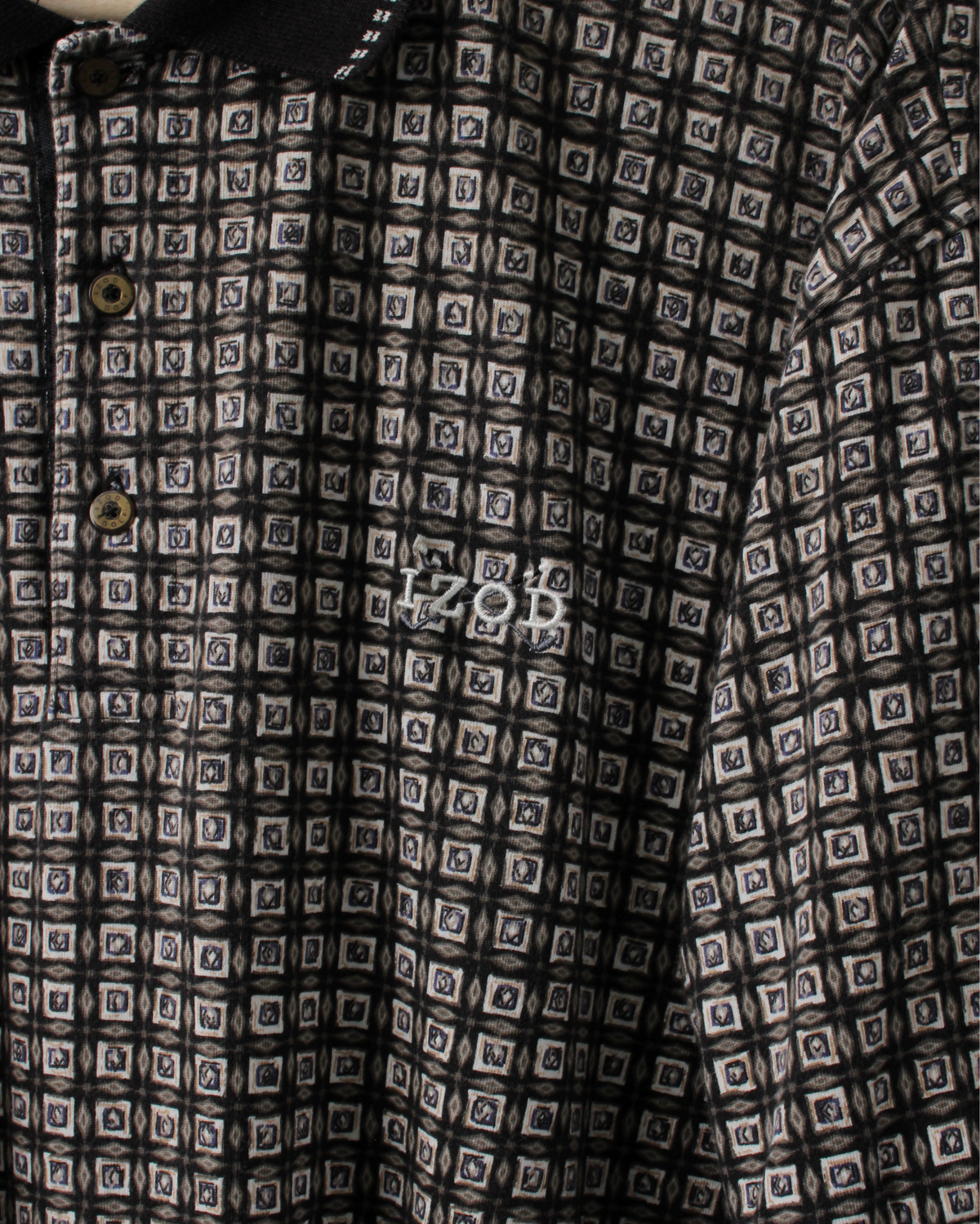 90s IZOD Black Abstract Polo (L)