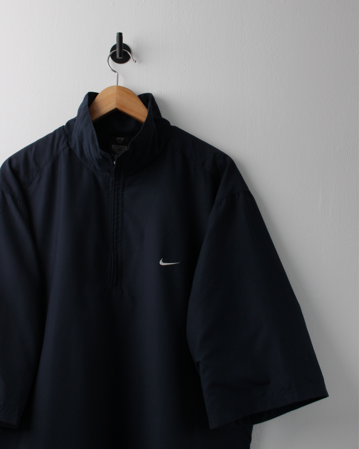 00s Nike Shield Logo Navy Short Sleeve Windbreaker (XL)