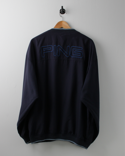 00s Ping Navy/Blue V-Neck Windbreaker (XL)