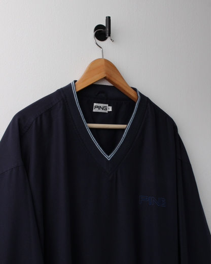 00s Ping Navy/Blue V-Neck Windbreaker (XL)