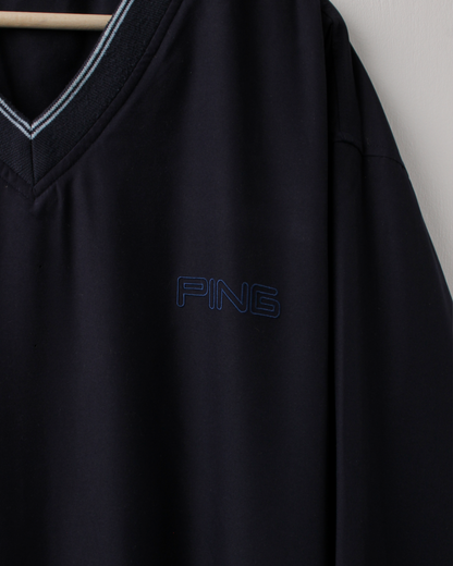00s Ping Navy/Blue V-Neck Windbreaker (XL)