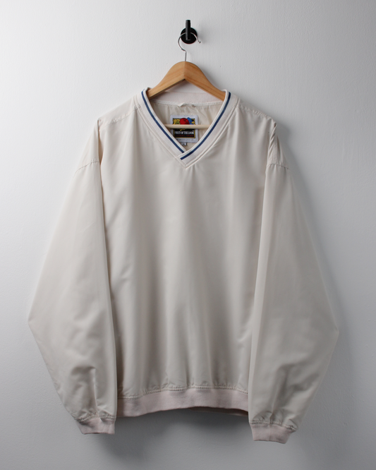90s Fruit Of The Loom Cream V-Neck Windbreaker (XL)
