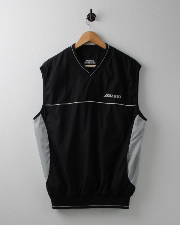 00s Mizuno Black Windbreaker Golf Vest (S)