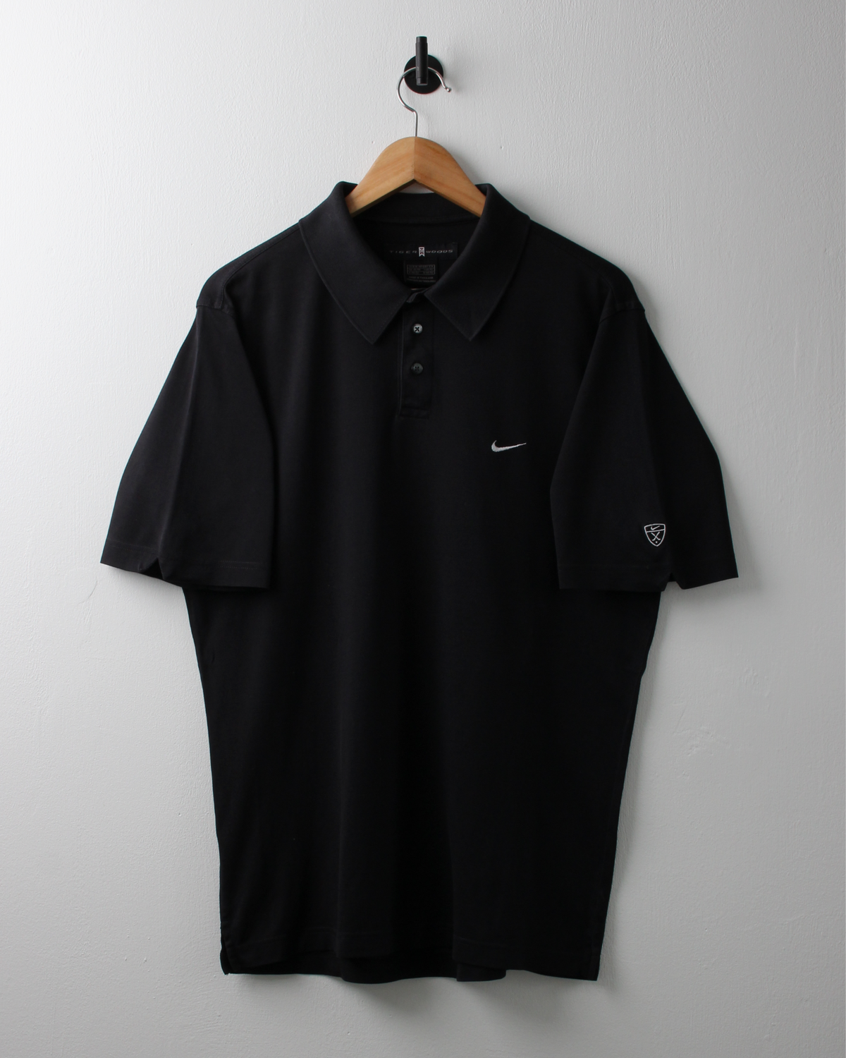 00s Nike Tiger Woods Shield Logo Black Polo (M)