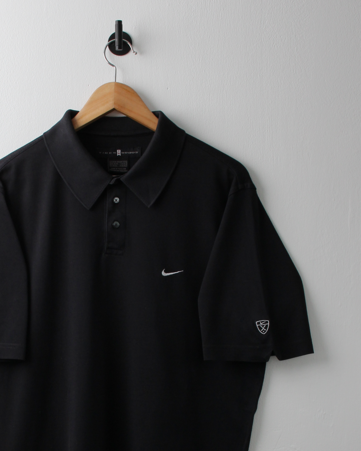 00s Nike Tiger Woods Shield Logo Black Polo (M)