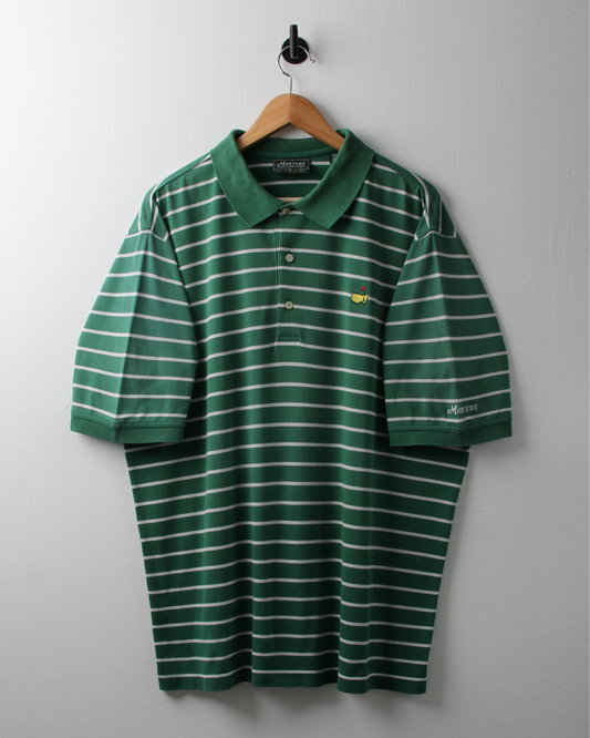 00s Masters Green & White Striped Polo (L)
