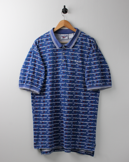 90s Reebok Blue & White Abstract Polo (XL)