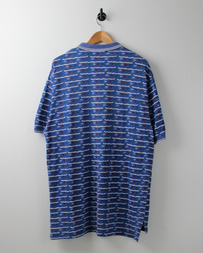 90s Reebok Blue & White Abstract Polo (XL)