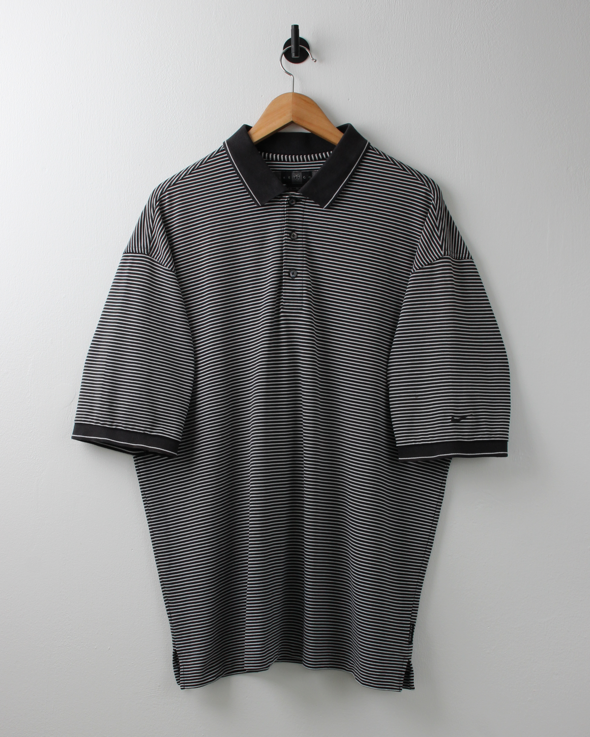 00s Nike Black & White Striped Polo (XL)