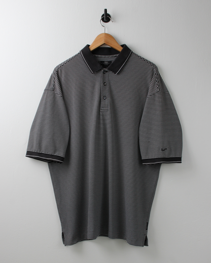 00s Nike Black & White Striped Polo (XL)