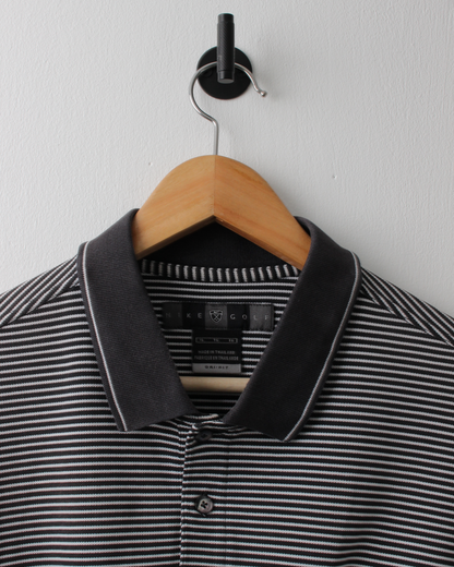 00s Nike Black & White Striped Polo (XL)