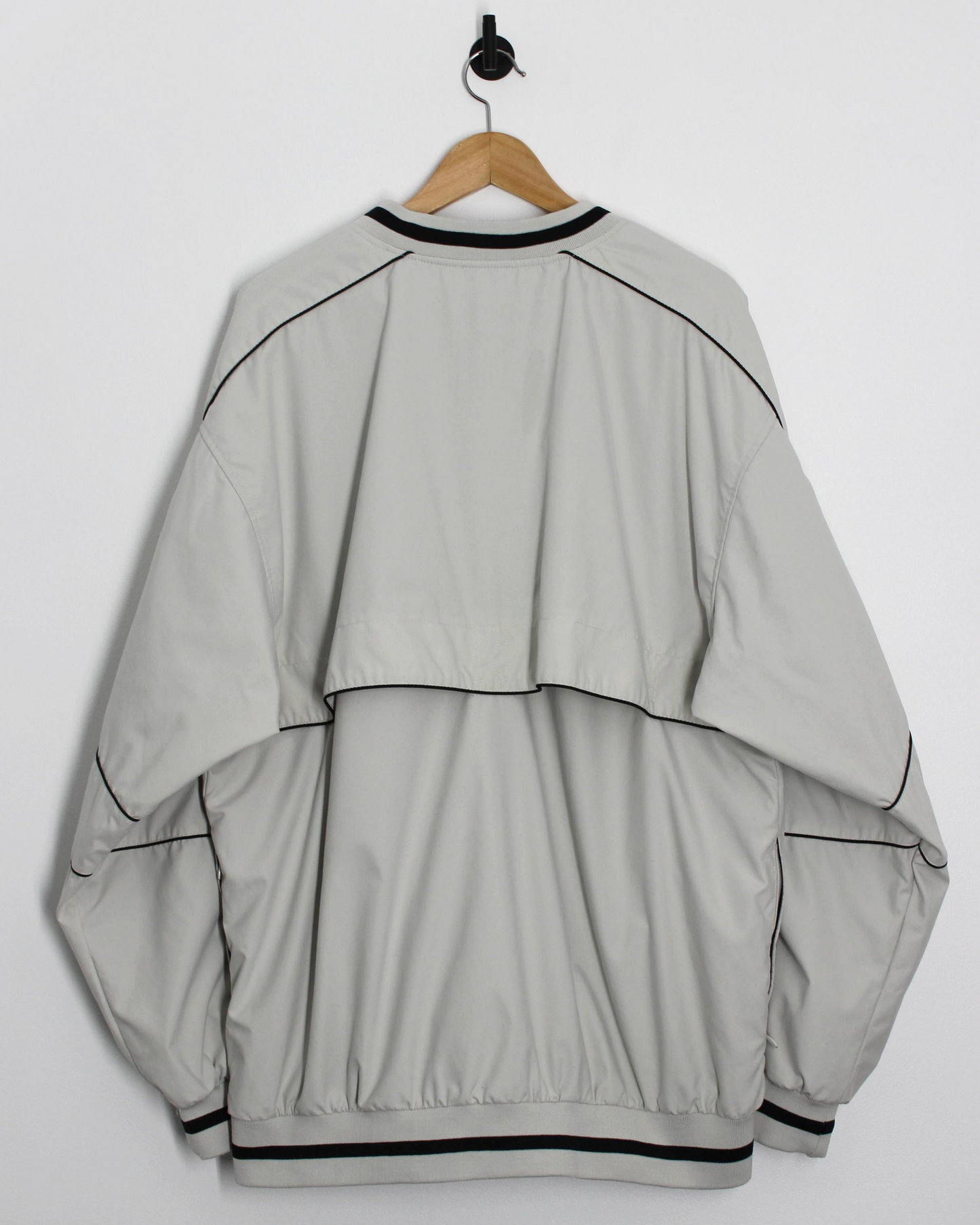 90s Nike Cream/Black V-Neck Windbreaker (XL)