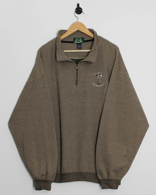 90s Disney ‘All Century Golf’ Brown Ribbed Quarter Zip Sweatshirt (XL)