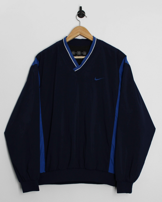 00s Nike Navy/Blue V-Neck Windbreaker (S)