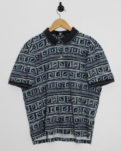 90s Ashworth Abstract Blue/Purple Polo-Shirt (S)
