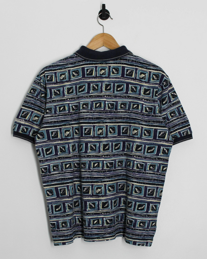 90s Ashworth Abstract Blue/Purple Polo-Shirt (S)