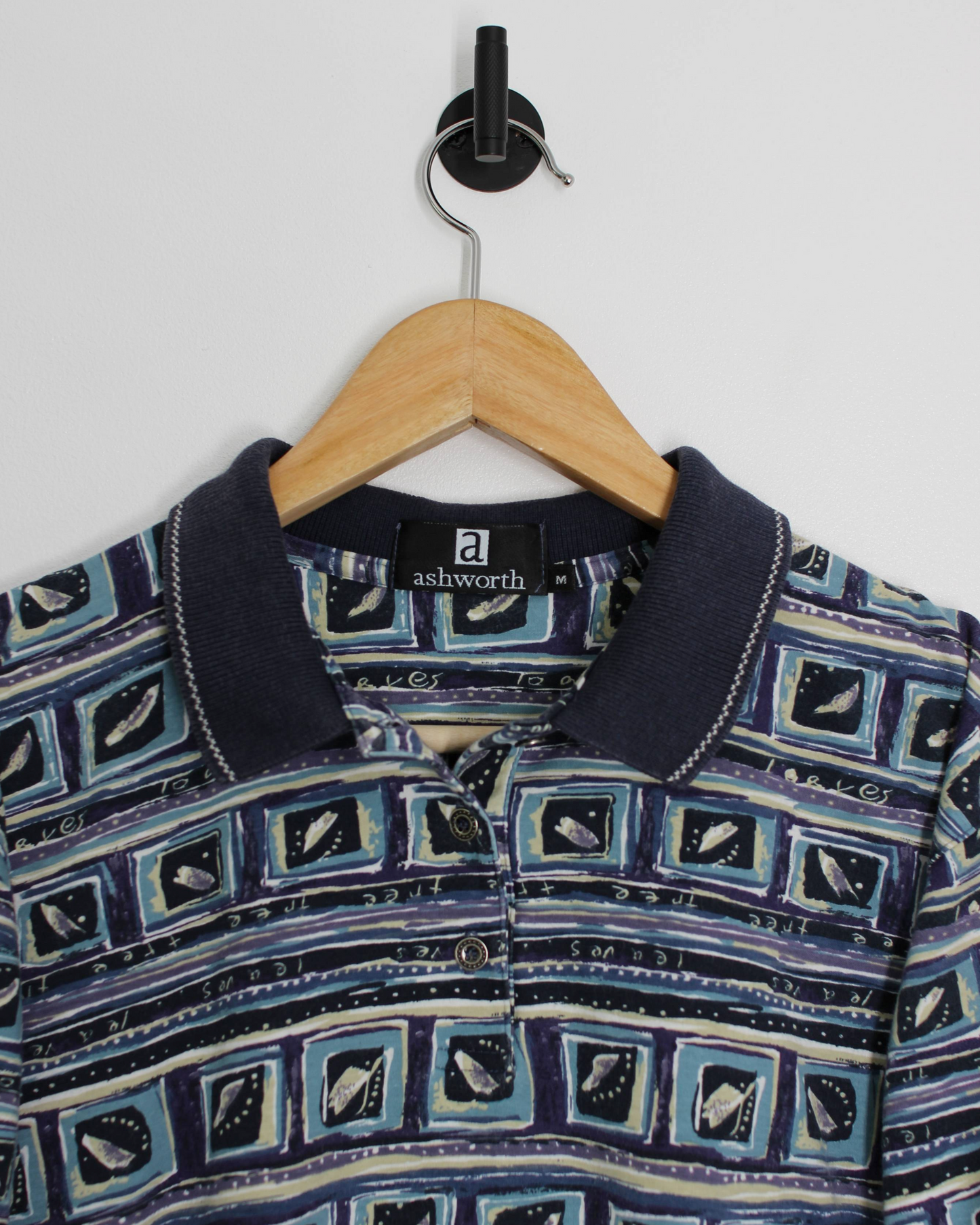 90s Ashworth Abstract Blue/Purple Polo-Shirt (S)