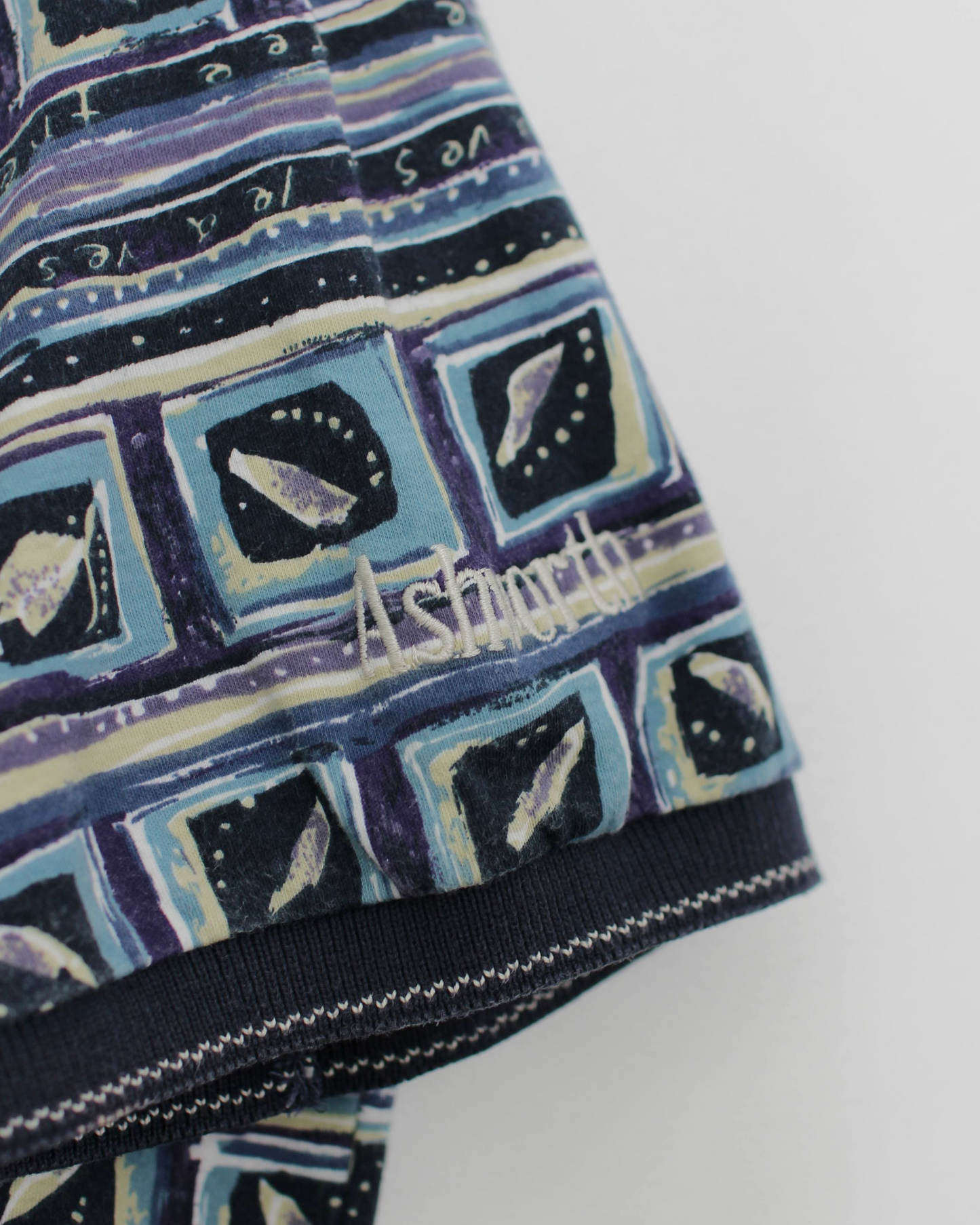 90s Ashworth Abstract Blue/Purple Polo-Shirt (S)