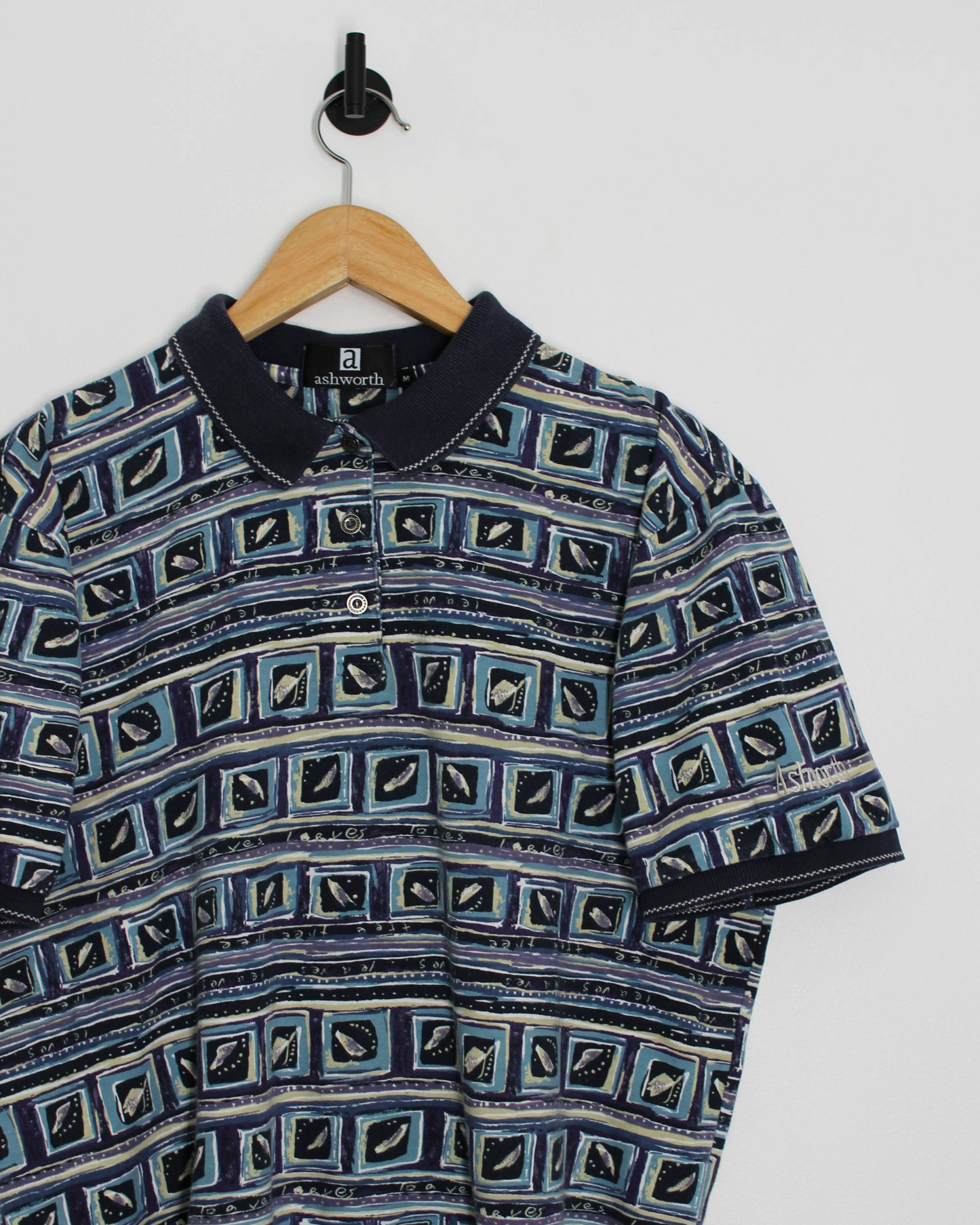 90s Ashworth Abstract Blue/Purple Polo-Shirt (S)